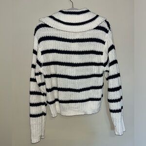 AMERICAN EAGLE - Knit Striped Drop Shoulder Half-Zip Sweater